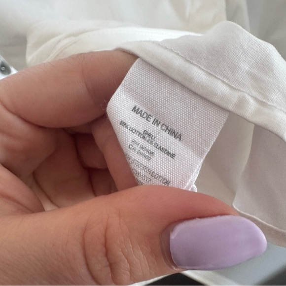 Theory White V-Neck Tunic Blouse – Minimalist Draped Fit M cotton - Picture 8 of 8